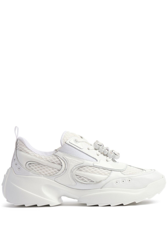 Roger Vivier: Viv On The Run lace-up mesh sneakers - White - women_0 | Luisa Via Roma