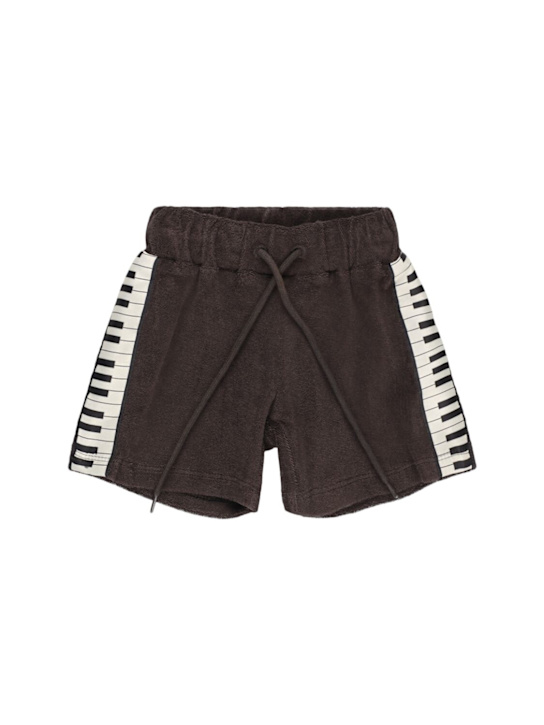 Mini Rodini: Embroidered cotton terry shorts - Black - kids-boys_0 | Luisa Via Roma