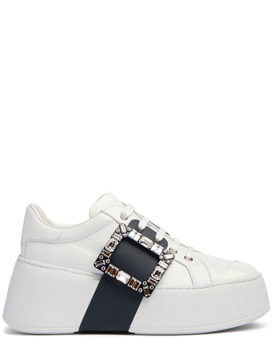 Roger Vivier: Viv Skate High Strass leather sneakers - women_0 | Luisa Via Roma