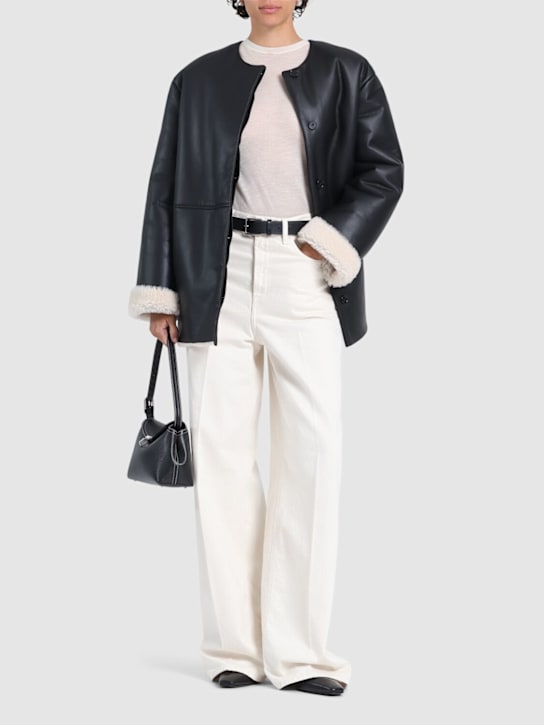 Loulou De Saison: Fargo leather & shearling jacket - women_1 | Luisa Via Roma