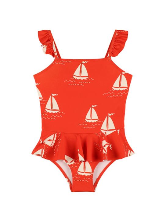Mini Rodini: リサイクルナイロンブレンドワンピース水着 - レッド - kids-girls_0 | Luisa Via Roma