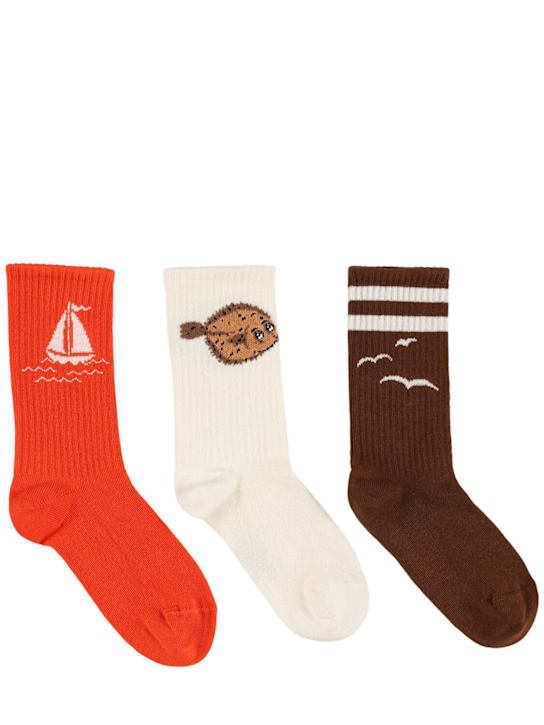 Mini Rodini: Set of 3 cotton blend jacquard socks - kids-boys_0 | Luisa Via Roma
