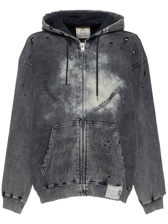 Mihara Yasuhiro: Bleached zipped hooded casual jacket - men_0 | Luisa Via Roma