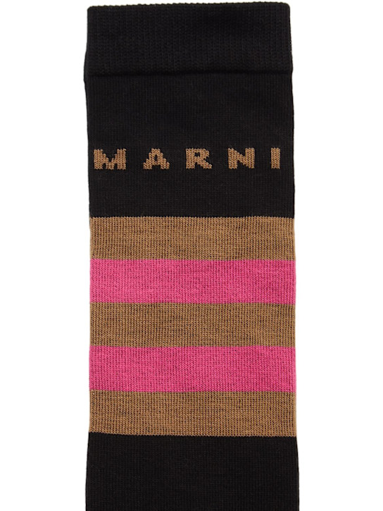 Marni Junior: Striped cotton blend socks - Black - kids-boys_1 | Luisa Via Roma