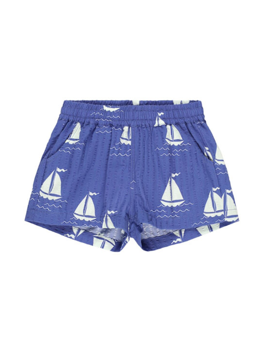 Mini Rodini: Printed woven cotton sweat shorts - Blue - kids-boys_0 | Luisa Via Roma