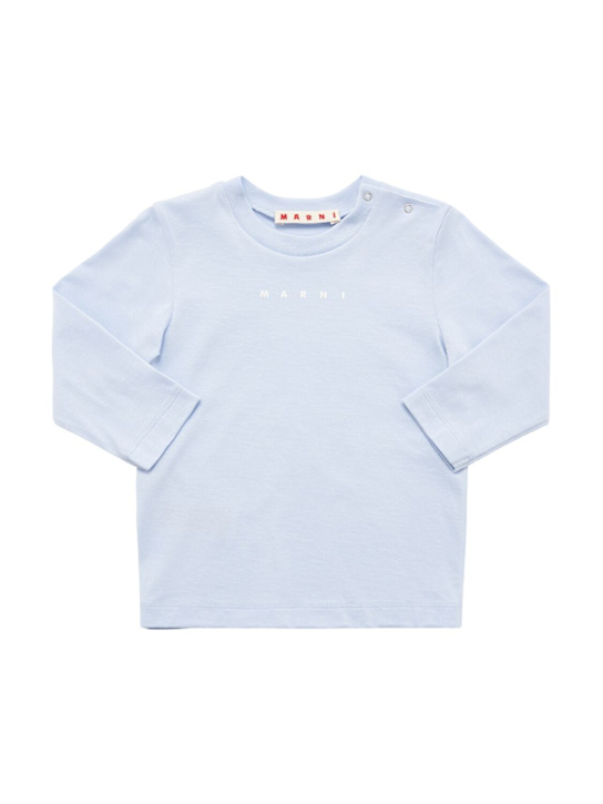 Marni Junior: Printed cotton jersey t-shirt - Light Blue - kids-boys_0 | Luisa Via Roma