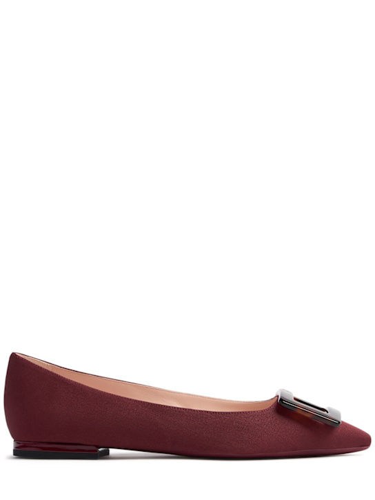 Roger Vivier: 5mm Gommettine gros grain flats - Rosso Medio - women_0 | Luisa Via Roma