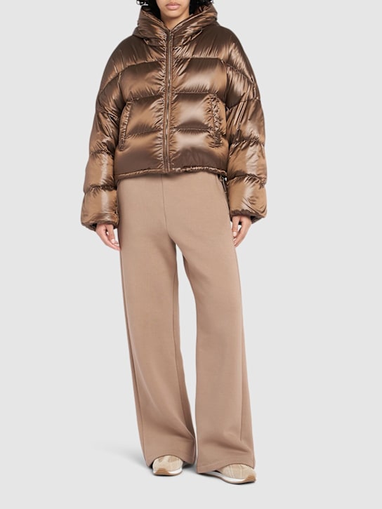 Max Mara: Spaceca hooded nylon down short jacket - women_1 | Luisa Via Roma