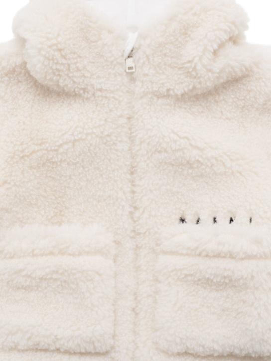 Marni Junior: Hooded plush jacket - ホワイト - kids-girls_1 | Luisa Via Roma