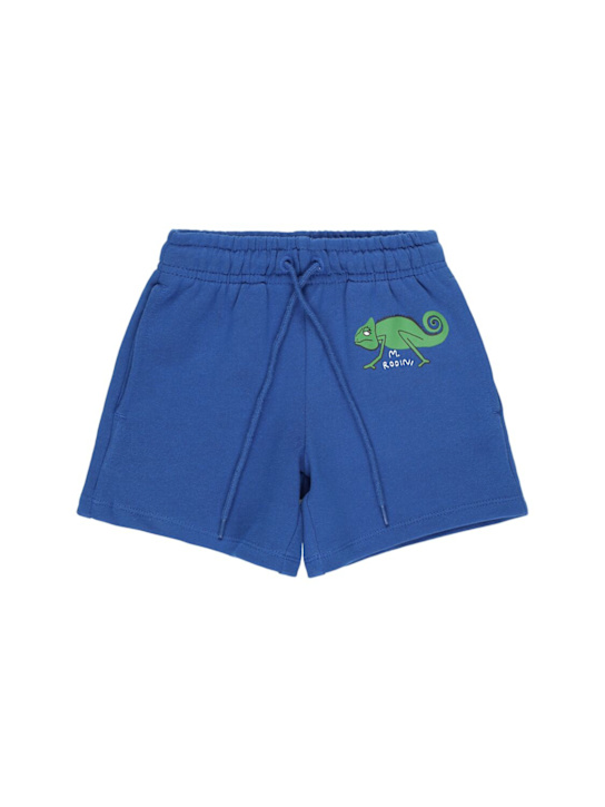 Mini Rodini: Printed cotton sweat shorts - Blue - kids-boys_0 | Luisa Via Roma