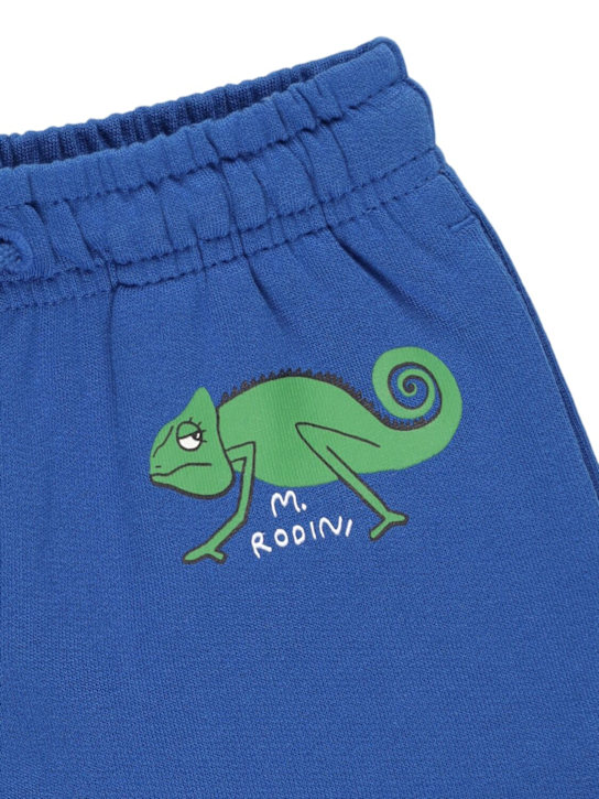Mini Rodini: Printed cotton sweat shorts - Blue - kids-boys_1 | Luisa Via Roma