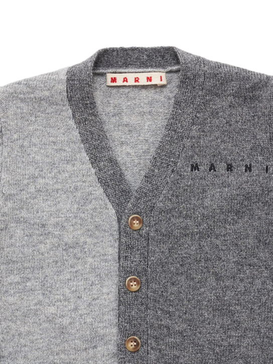 Marni Junior: Wool blend knit cardigan - Grey - kids-boys_1 | Luisa Via Roma