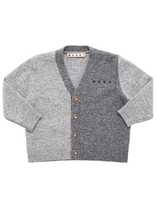 Marni Junior: Wool blend knit cardigan - Grey - kids-boys_0 | Luisa Via Roma