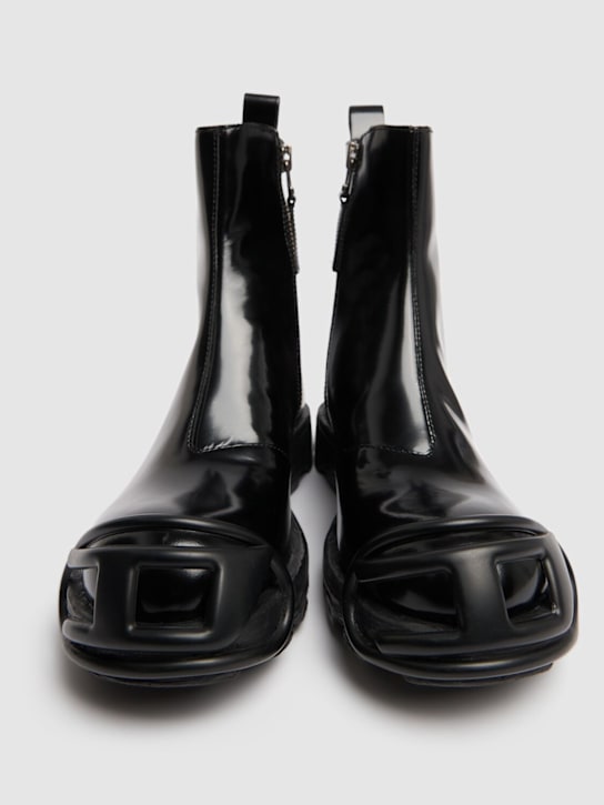 Diesel: Oval-D leather combat boots - Black - men_1 | Luisa Via Roma