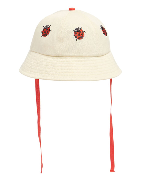 Mini Rodini: Cappello in cotone ricamato - Off White - kids-girls_0 | Luisa Via Roma