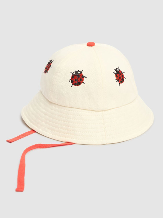 Mini Rodini: Cappello in cotone ricamato - Off White - kids-girls_1 | Luisa Via Roma
