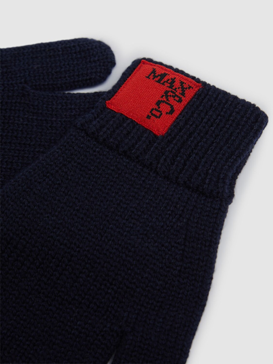 MAX&Co.: Wool blend knit gloves w/ logo - Navy - kids-girls_1 | Luisa Via Roma