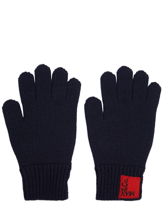 MAX&Co.: Wool blend knit gloves w/ logo - Navy - kids-girls_0 | Luisa Via Roma