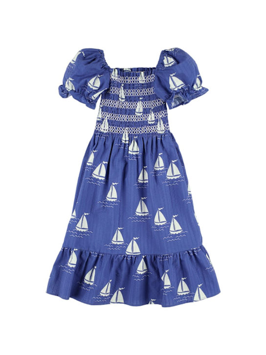 Mini Rodini: コットンワンピース - ブルー - kids-girls_0 | Luisa Via Roma