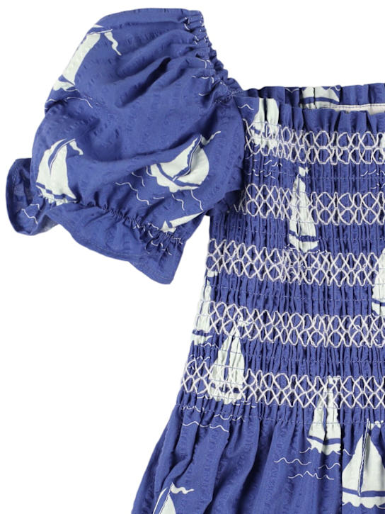 Mini Rodini: コットンワンピース - ブルー - kids-girls_1 | Luisa Via Roma