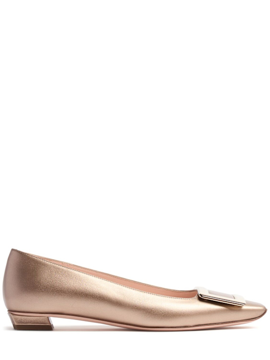 Roger Vivier: 25mm Belle Vivier leather ballerinas - Oro Chiaro - women_0 | Luisa Via Roma