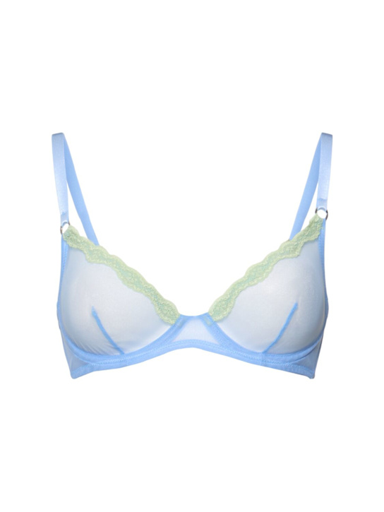 Fleur Du Mal: Sheer tulle demi bra - Light Blue - women_0 | Luisa Via Roma