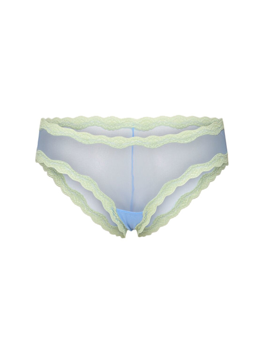 Fleur Du Mal: Sheer tulle briefs - Light Blue - women_0 | Luisa Via Roma