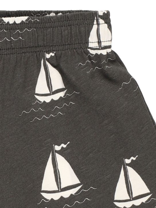 Mini Rodini: Printed cotton sweat shorts - Black - kids-boys_1 | Luisa Via Roma
