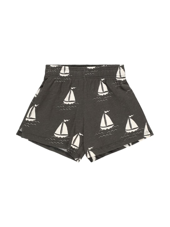 Mini Rodini: Printed cotton sweat shorts - Black - kids-boys_0 | Luisa Via Roma