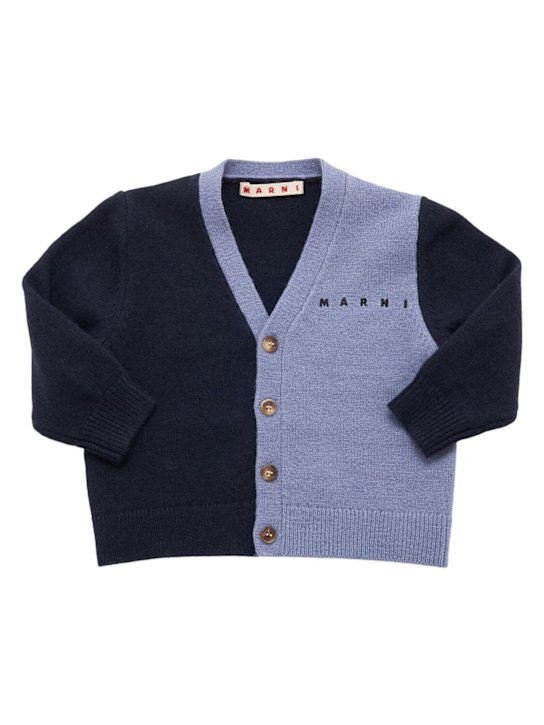 Marni Junior: Wool blend knit cardigan - Blue - kids-boys_0 | Luisa Via Roma
