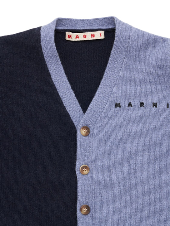 Marni Junior: Wool blend knit cardigan - Blue - kids-boys_1 | Luisa Via Roma