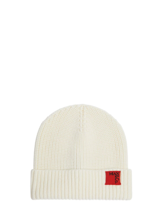 MAX&Co.: Cappello beanie in maglia di misto lana con logo - Bianco - kids-girls_0 | Luisa Via Roma