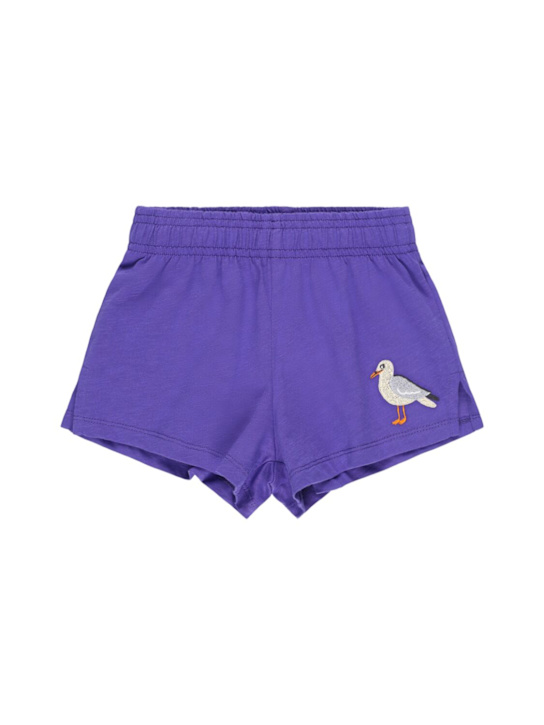 Mini Rodini: Embroidered cotton shorts - Purple - kids-boys_0 | Luisa Via Roma