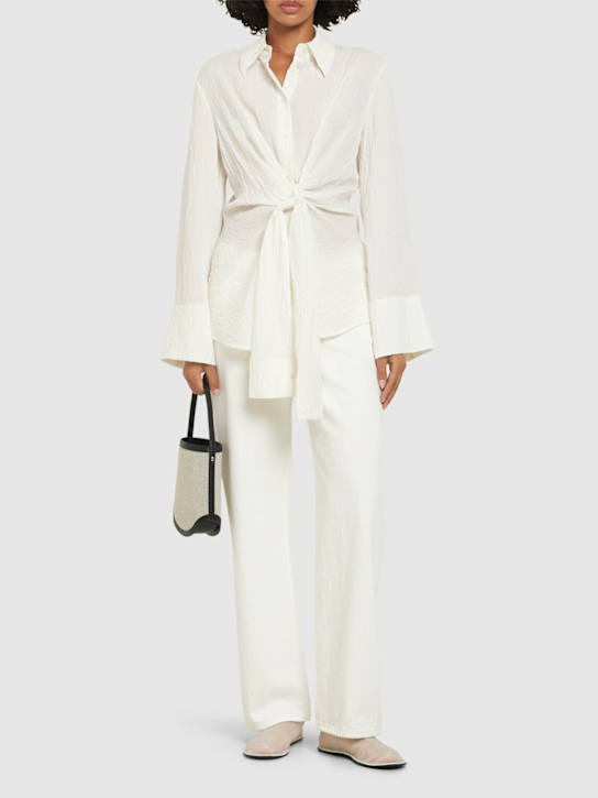 Róhe: Hammered silk blend knotted shirt - women_1 | Luisa Via Roma