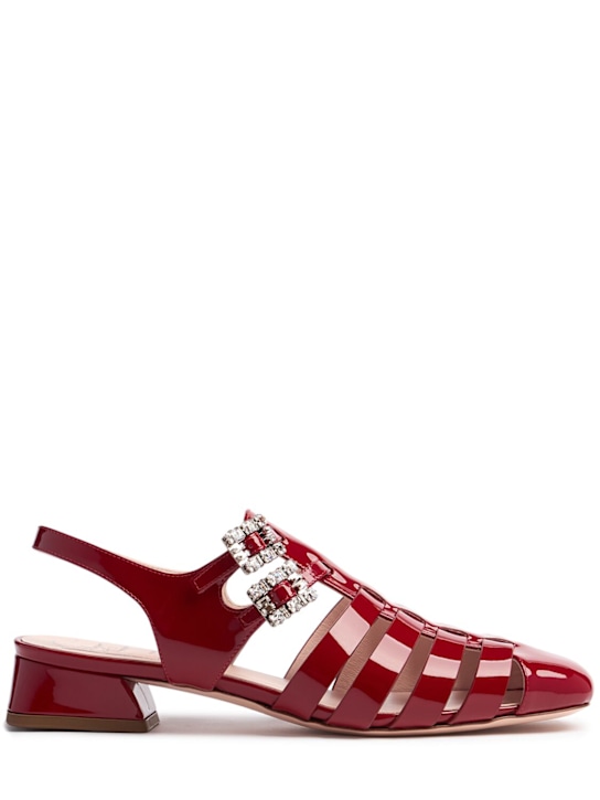 Roger Vivier: 25mm Mini Tres Vivier leather flats - Rubino Scuro - women_0 | Luisa Via Roma