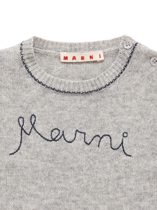 Marni Junior: Wool & cashmere knit sweater - Grey - kids-boys_1 | Luisa Via Roma