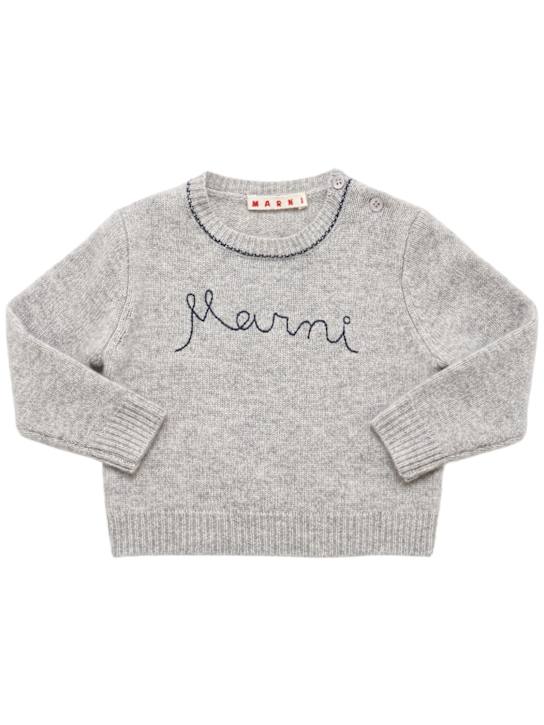 Marni Junior: Wool & cashmere knit sweater - Grey - kids-boys_0 | Luisa Via Roma