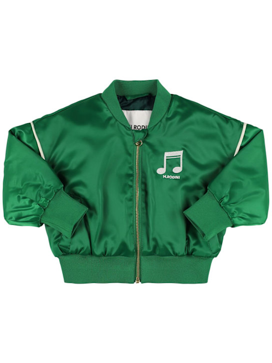 Mini Rodini: Printed satin bomber jacket - Green - kids-boys_0 | Luisa Via Roma