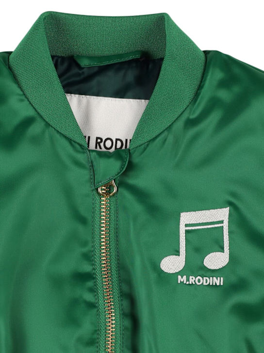 Mini Rodini: Printed satin bomber jacket - Green - kids-boys_1 | Luisa Via Roma