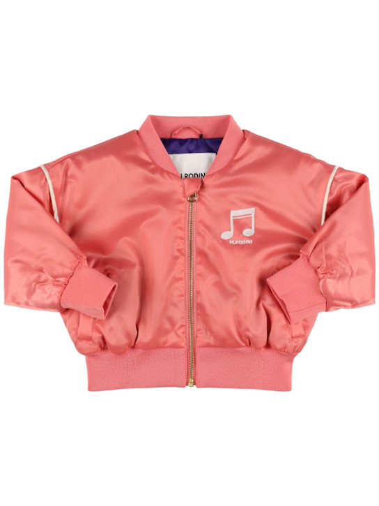 Mini Rodini: プリントサテン ボンバージャケット - ピンク - kids-girls_0 | Luisa Via Roma
