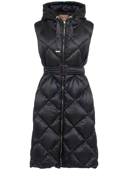 Max Mara: Tregil nylon down long vest - women_0 | Luisa Via Roma