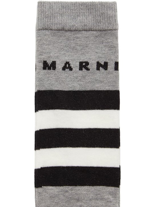 Marni Junior: Gestreifte Baumwollmischsocken - Grau - kids-boys_1 | Luisa Via Roma