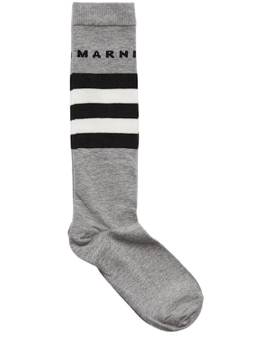 Marni Junior: Gestreifte Baumwollmischsocken - Grau - kids-boys_0 | Luisa Via Roma