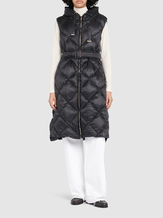 Max Mara: Tregil nylon down long vest - women_1 | Luisa Via Roma