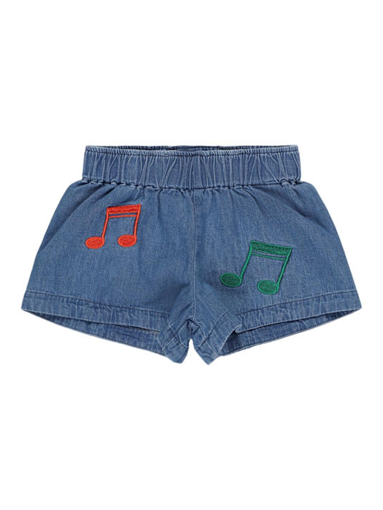 Mini Rodini: コットンデニムショートパンツ - ブルー - kids-girls_0 | Luisa Via Roma