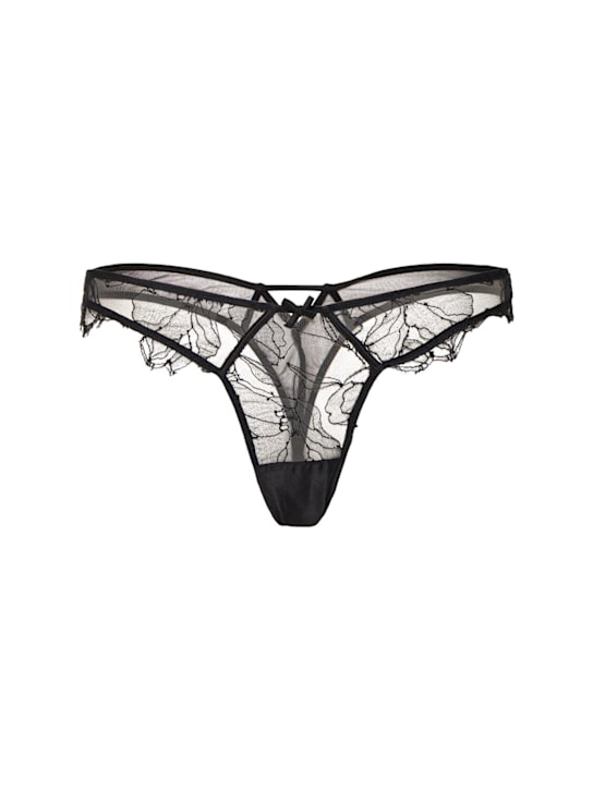 Fleur Du Mal: Sophia lace thong - Black - women_0 | Luisa Via Roma