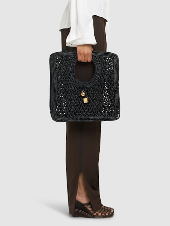 Jacquemus: Le Petit Carre Spiaggia raffia tote bag - women_1 | Luisa Via Roma