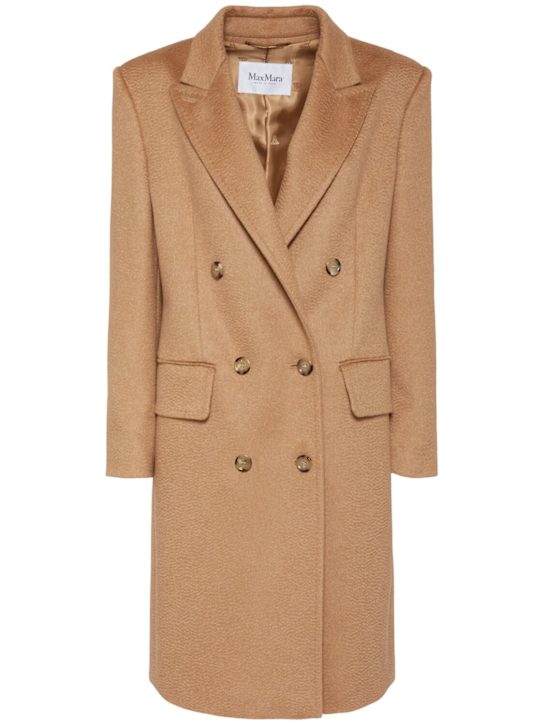 Max Mara: Cosa camelwool double breast coat - women_0 | Luisa Via Roma