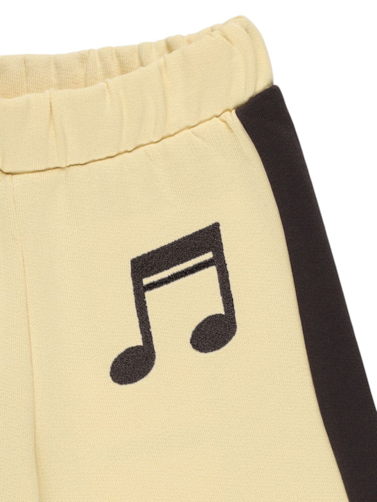 Mini Rodini: Embroidered cotton sweatpants - Light Yellow - kids-boys_1 | Luisa Via Roma