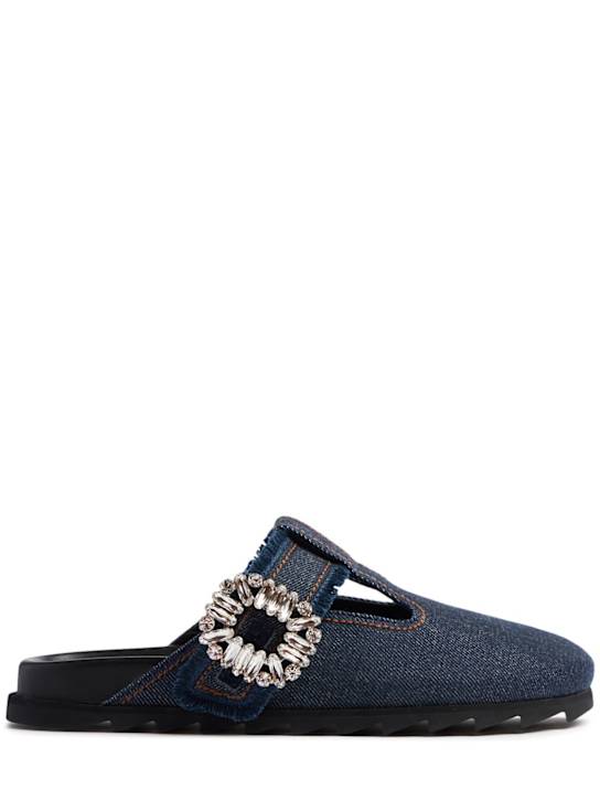 Roger Vivier: Slidy Viv denim mules - Galassia - women_0 | Luisa Via Roma